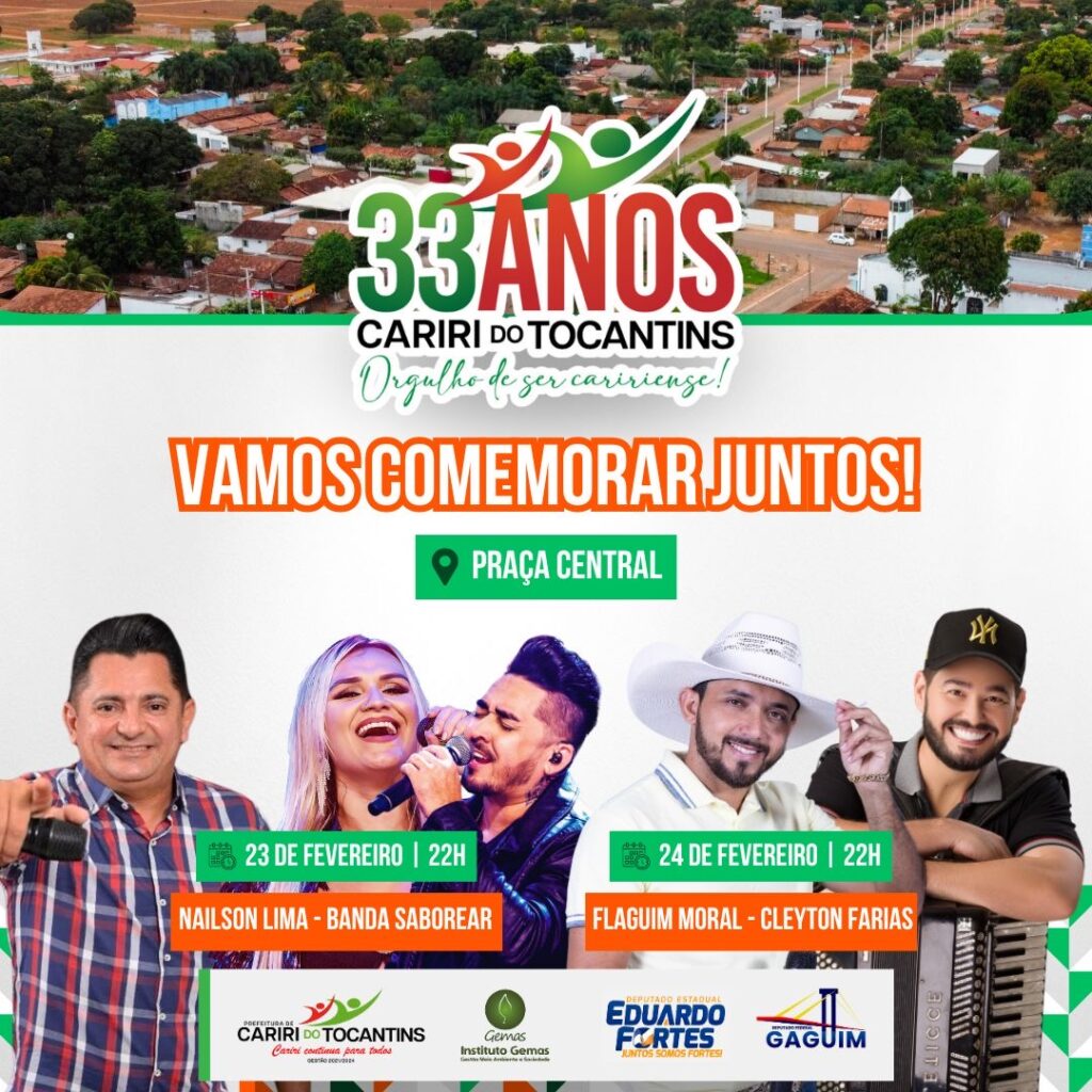 IMG_6935-1024x1024 Prefeitura de Cariri do Tocantins divulga programação festiva em comemoração aos 33 anos de aniversário da cidade
