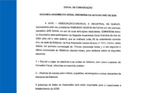 Edital de Convocação: Segunda Assembleia ordinária da ACIG no ano de 2024