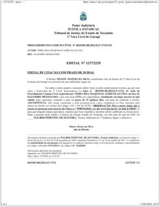 EDITAL DE CITAÇÃO COM PRAZO DE 20 DIAS.