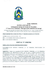 EDITAL DE CITAÇÃO COM PRAZO DE 20 DIAS