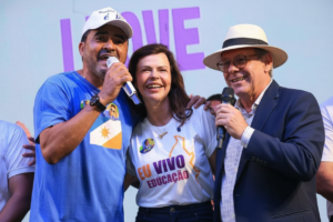 Adversários em 2022, Wanderlei e Dimas se unem em palanque de Dorinha no lançamento da aliança em Araguaína